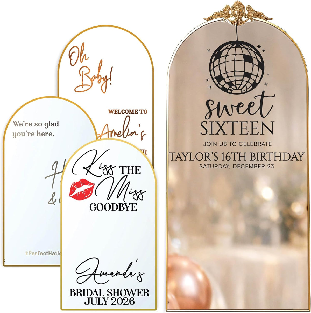 Personalized DIY Wedding Mirror Welcome Sign Decal - Custom Vinyl Sticker with Bride & Groom Names - Elegant Lettering for Bridal Shower, Reception Wall Decor, Event Signage