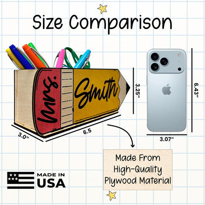 Personalized Teacher Pencil Holder with Name, Custom Desk Organizer Gift
