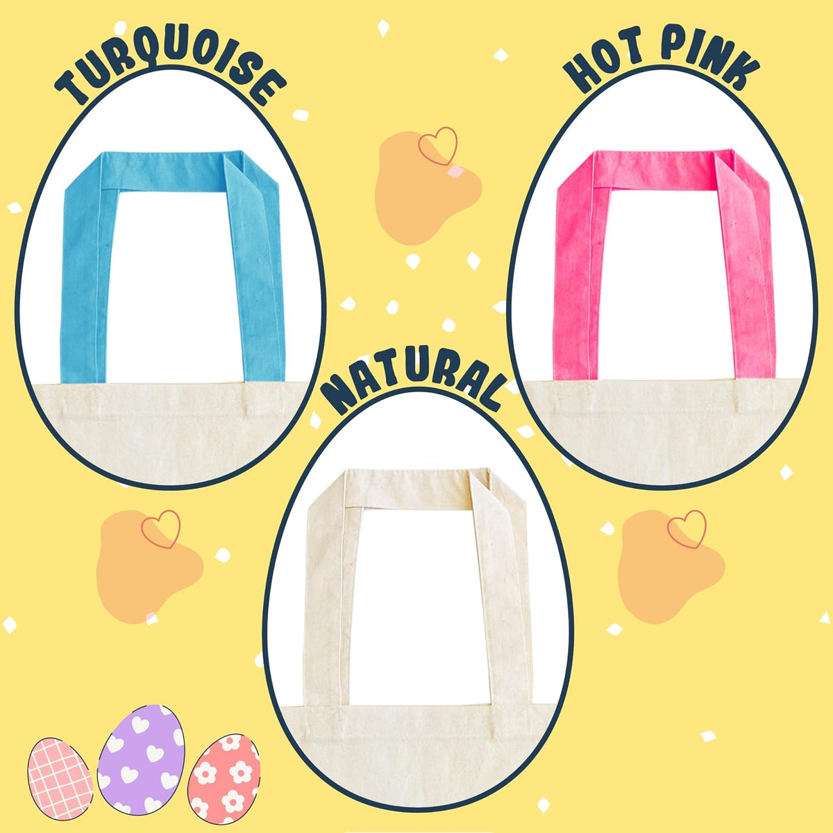 Personalized Easter Egg Hunt Tote Bag with Name, Custom Canvas Holiday Bag