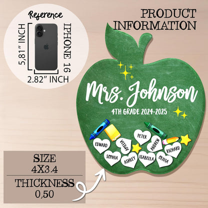 Personalized Teacher Apple Gift with Student Names, Custom Class Keepsake