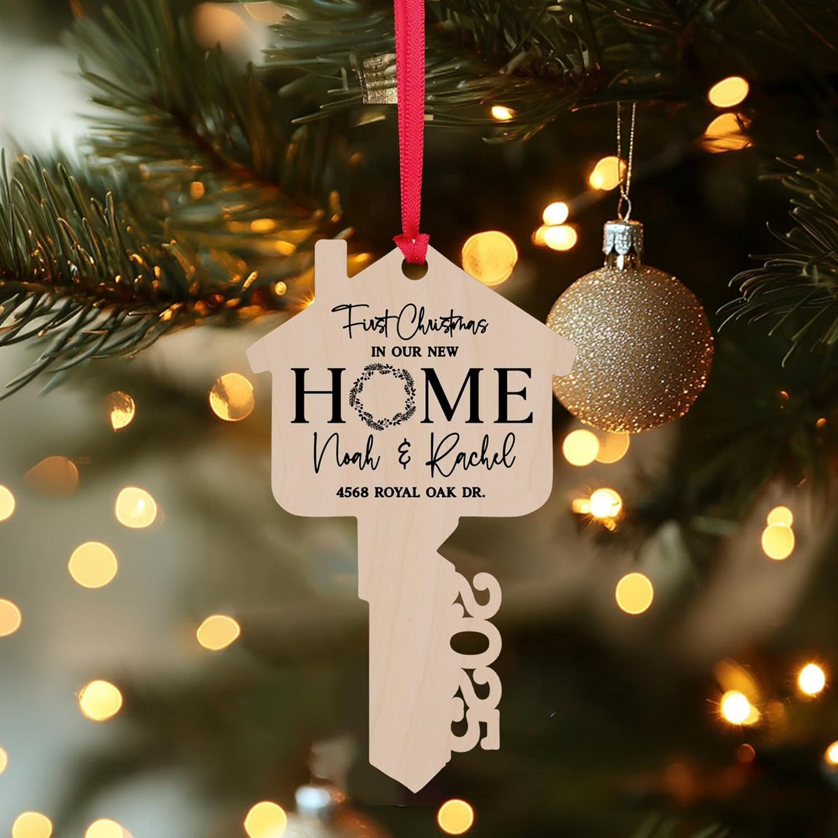 Personalized New Home Christmas Ornament with Address, Custom Keepsake Gift