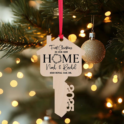 Personalized New Home Christmas Ornament with Address, Custom Keepsake Gift
