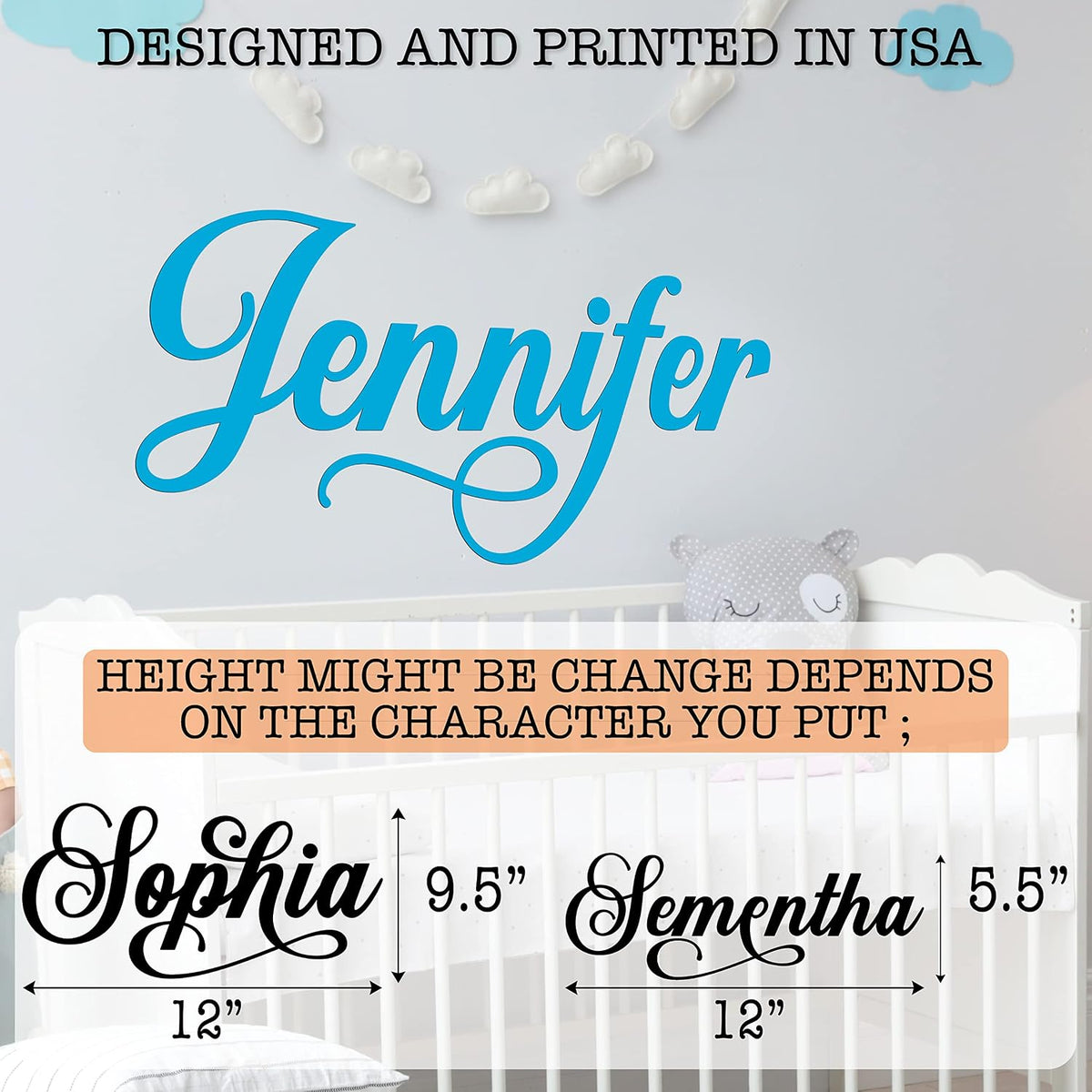 Personalized Name Wall Vinyl Decal, Custom Wall Art for Nursery and Bedroom