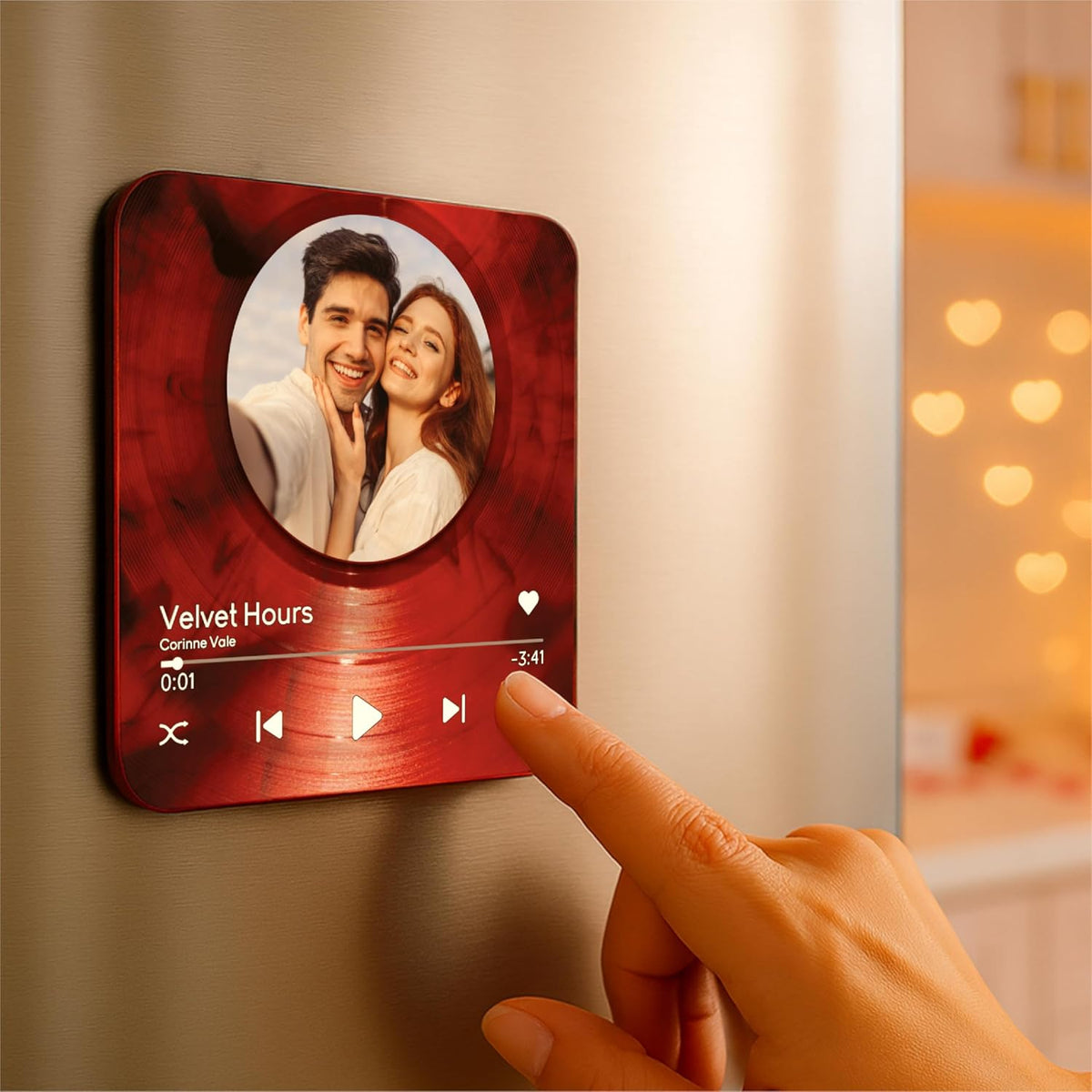 Personalized Music Fridge Magnet with Photo, Custom Song