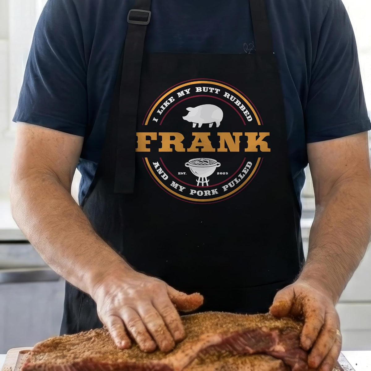 Father’s Day BBQ Apron for Dad – Personalized Grill Master Apron with Name & Year – Custom Cooking Apron for Men, Husband, Grandpa – Funny Backyard Barbecue Gift for Pitmaster & Outdoor Grilling