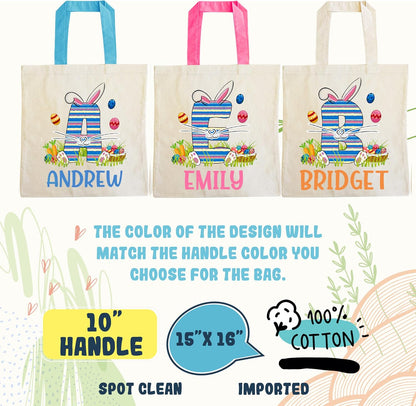 Personalized Easter Tote Bag with Name, Custom Color-Your-Own Canvas Gift