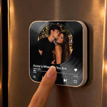 Custom Baby Heartbeat Music Fridge Magnet with Ultrasound Photo and Name