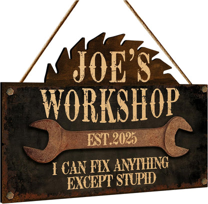 Personalized Garage Wood Sign for Dad or Grandpa – Custom Rustic Workshop Wall Decor with Name – Funny Gift for Father’s Day, Birthday, Christmas from Kids or Grandkids – Papa’s Garage Sign