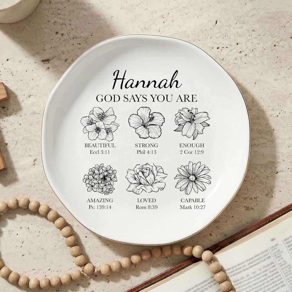 Personalized Ring Dish with Name, Custom Jewelry Tray Gift for Women, Bridesmaids, Mom, Grandma, or Best Friends