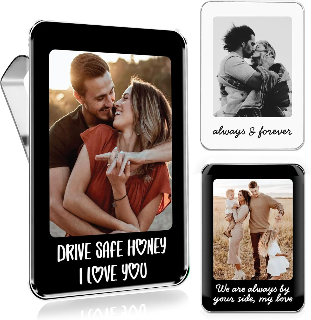 Personalized Car Visor Photo Clip – Custom Acrylic Picture Holder with Text, Gift for Dad, Mom, Husband, Wife, or Girlfriend