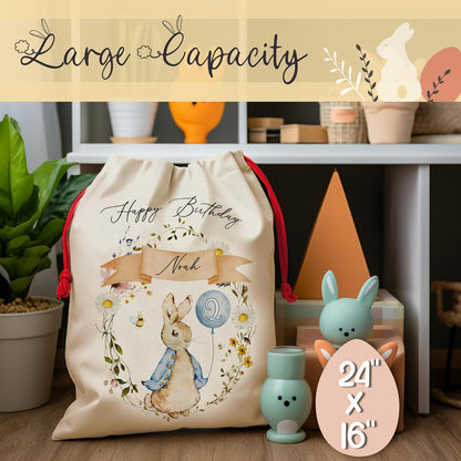Personalized Bunny-Themed Gift Bags for Easter & Birthdays – Customizable Textile Pouches for Kids – Perfect for Party Favors, Gift Wrapping, and Special Occasions - Unique and Adorable Designs