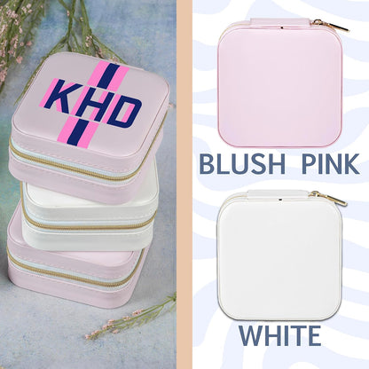 Personalized Shadow Initial Travel Jewelry Organizer, Monogram Custom Leather Case for Bridesmaid, Mother's Day, Birhday, Christmas Gift Box, Holder for Women Girls Bachelor Party