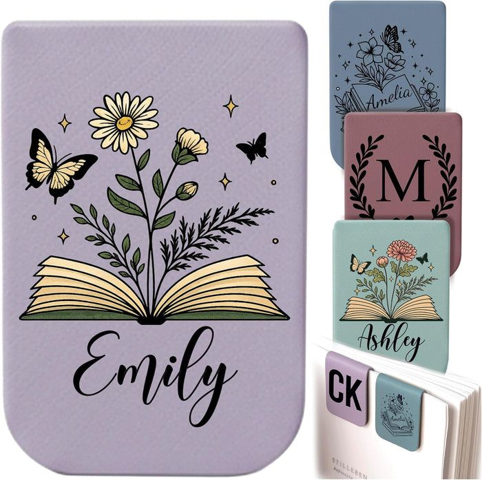 Personalized Magnetic Leather Bookmark with Name, Custom Book Lovers Gift