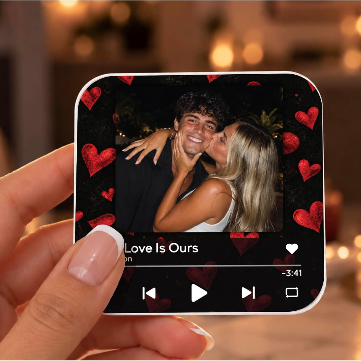 Custom Baby Heartbeat Music Fridge Magnet with Ultrasound Photo and Name