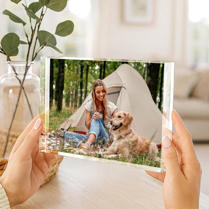 Zexpa Apparel Personalized Photo Gift – Acrylic Photo Block Desktop Frame – Custom Single Photo Display – Christmas, Mother’s Day & Father’s Day Gift for Family, Friends & Office Décor Keepsake