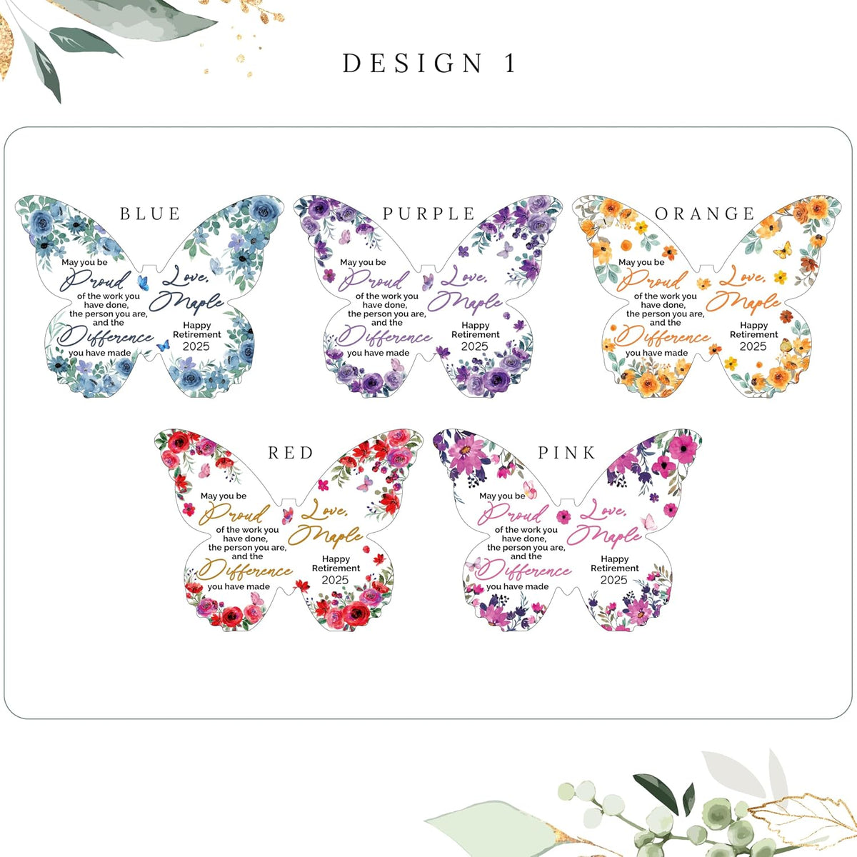 Retirement Gift for Women & Men – Personalized Butterfly Acrylic with Name – Thank You Gift for Coworkers, Teachers, Nurses & Bosses – Commemorate Years of Service & Christmas Office Decor Keepsake