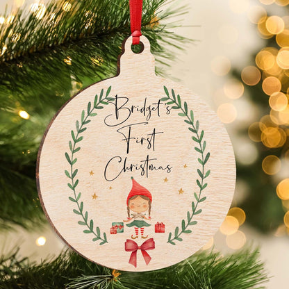 Custom Babys First Christmas Ornament for Holiday Tree Decoration, Personalized Xmas New Baby Stocking & Gift Tag for Boy and Girl