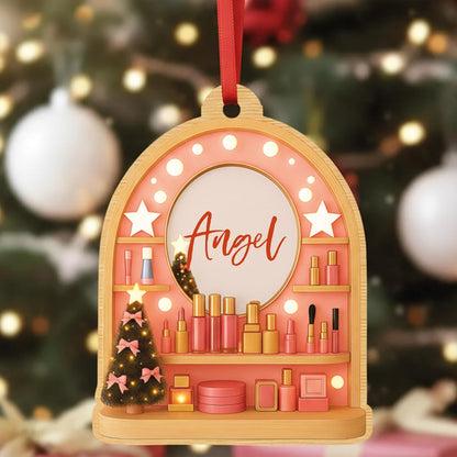 Personalized Makeup Vanity Christmas Ornament with Name, Custom Beauty Gift