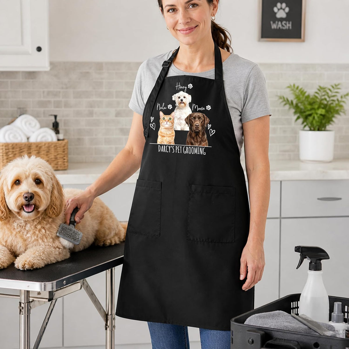 Zexpa Apparel Personalized Bakery Apron for Women with Custom Name and Logo Design, Adjustable Baking Apron