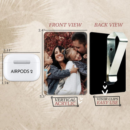 Zexpa Apparel Personalized Car Visor Photo Clip with Text, Drive Safe Gift for Dad and Mom
