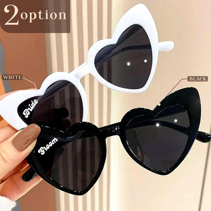 LALALA GIFT LAND Personalized Heart Shaped Sunglasses Bachelorette Party Vintage Cat Eye Glasses Women, Bridesmaid, Bride