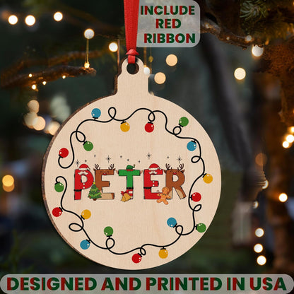 Personalized Christmas Ornament with Name, Custom Wooden Tag