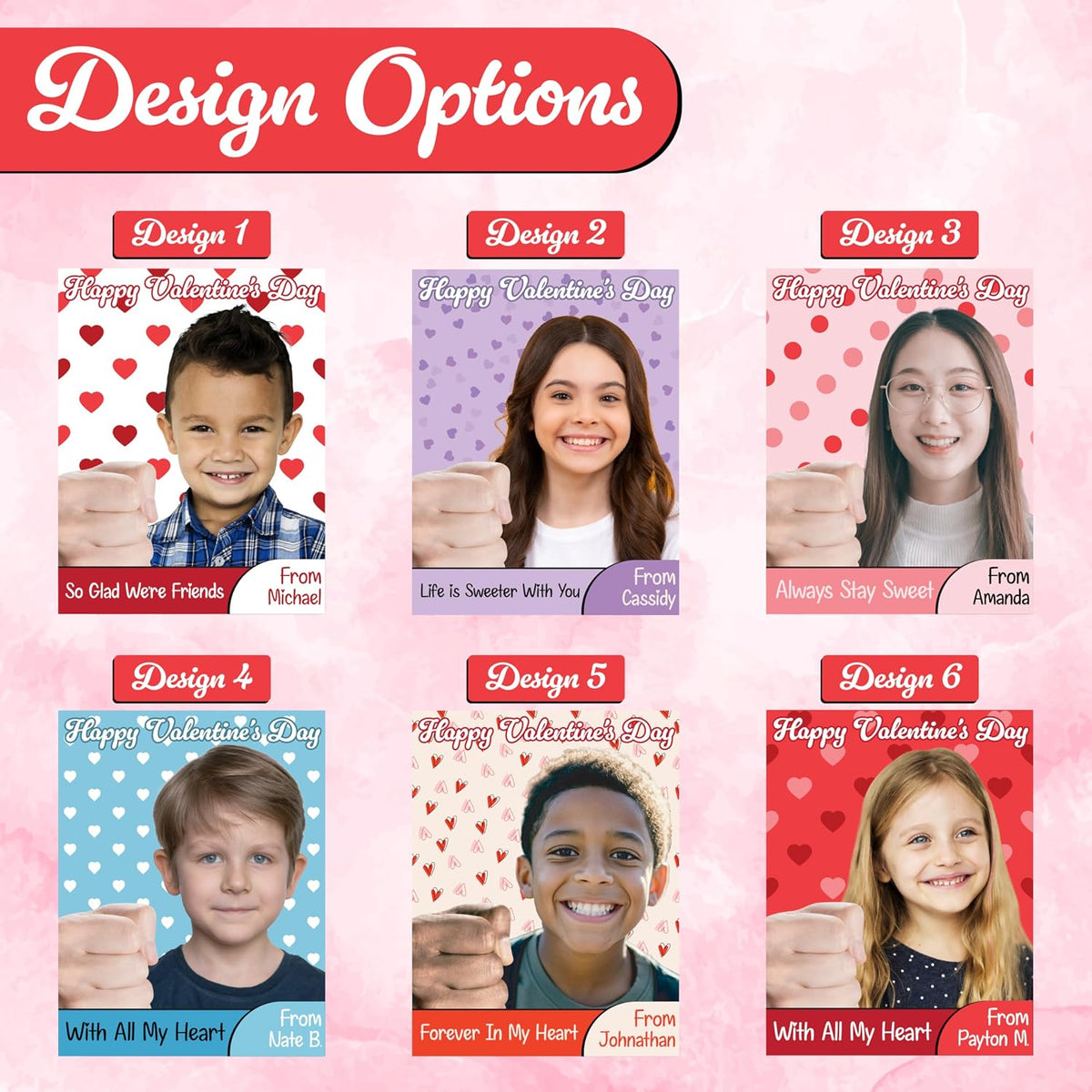 Valentine Cards for Classroom Exchange – Personalized Photo Lollipop Holder with Name & Message – Custom School Valentines for Boys & Girls, Teachers, Parties & Playdates – Cute Handout