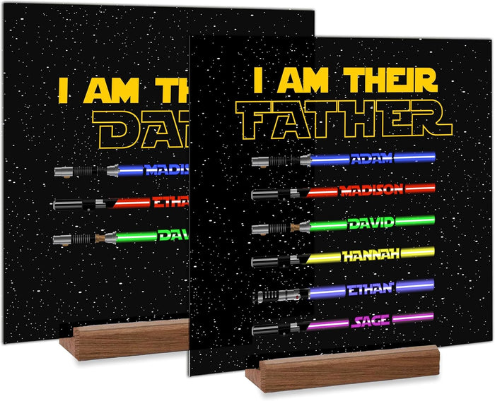 Personalized I Am Their Father Lightsaber Sign with Names, Custom Dad Gift