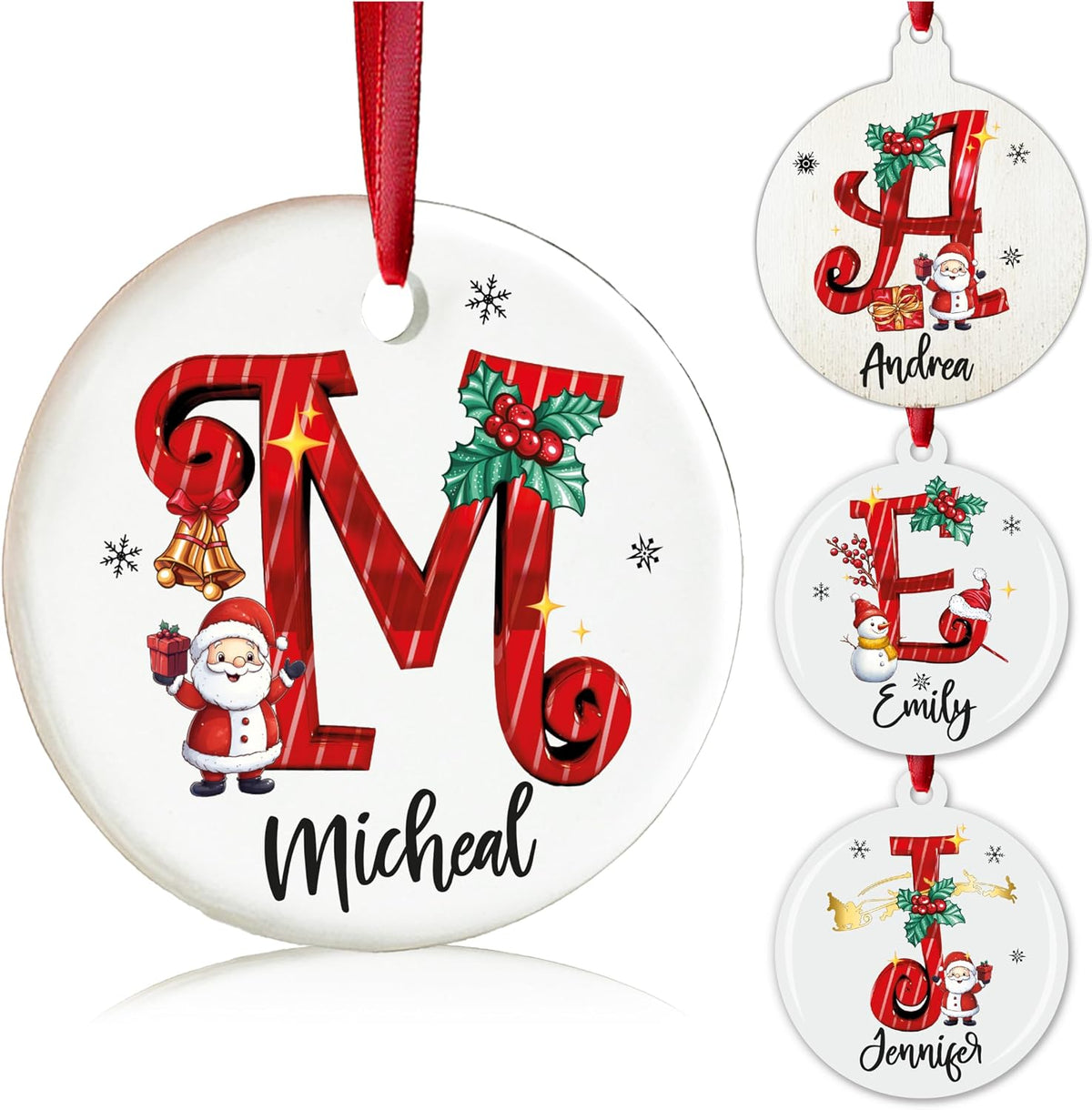 Personalized 2025 Ceramic Tree Ornaments - Custom Monogrammed Initial & Name Holiday Decor - Yearly Keepsake with Letter, Name & Date for Family & Friends