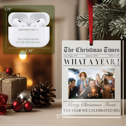 Personalized Christmas Newspaper Ornament with Photo, Custom Funny Keepsake