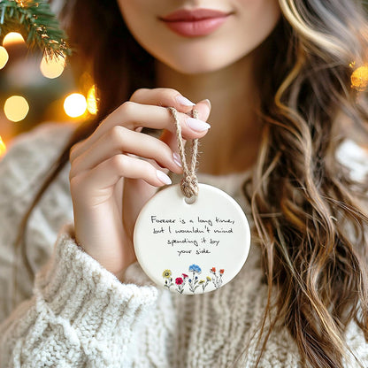 Customized Memorial Christmas Ornaments 2025 - Personalize Double-Sided Ceramic Heart & Round Hanging Xmas Ornaments - Monogrammed Keepsake Gift for Mother & Tree Decor