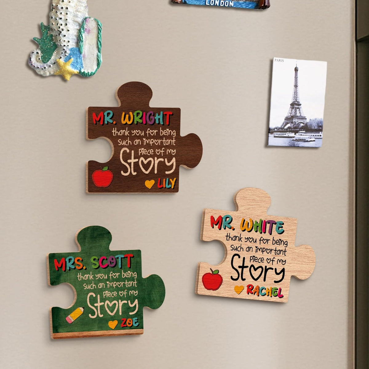 Personalized Teacher Magnet Gift – Custom Puzzle Piece Fridge Magnet with Name – Teacher Appreciation, End of Year Thank You Gift from Student, Back to School or Teacher’s Day Present
