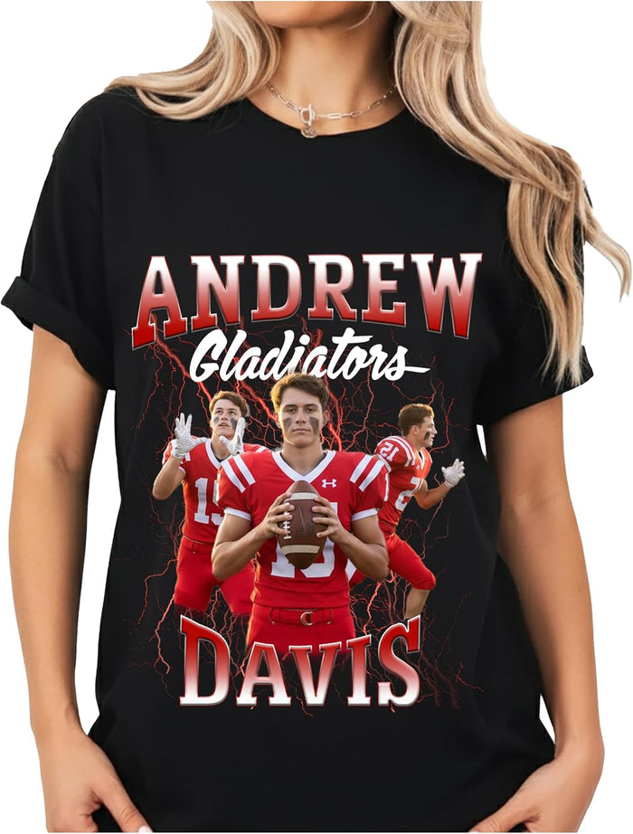 Personalized Sports Jersey T-Shirt with Name and Number, Custom Team Gift