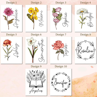 Personalized Magnetic Bookmark, Custom Floral Design, Gift for Book Lovers