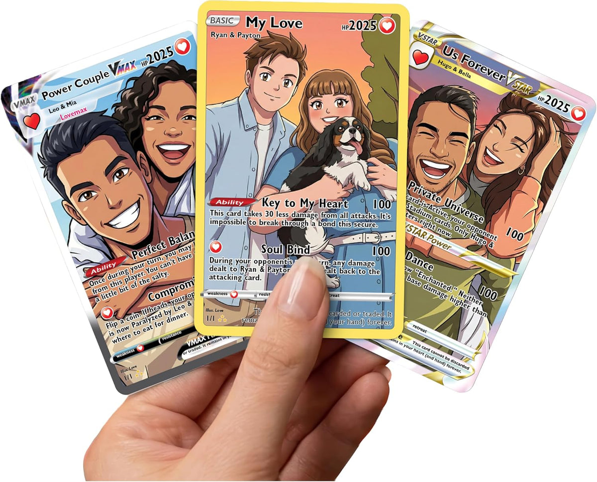 Custom Anime Couple Trading Card – Personalized Valentine’s Day Gift for Boyfriend Girlfriend Husband Wife – Funny Custom Love Card with Name Photo Ability Text – Wallet Size Keepsake