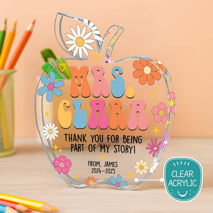 Personalized Teacher Apple Sign with Name, Custom Thank You Gift