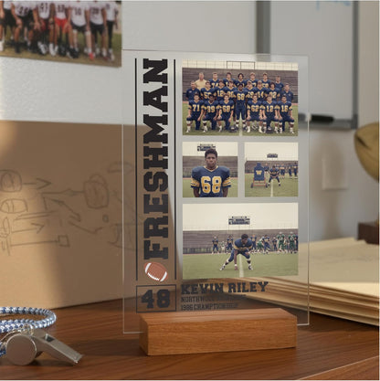 Football Senior Gift – Personalized Football Photo Collage Plaque for Player, Team, Coach, Class of Year – Custom Name Number School – Varsity Banquet, Graduation, College Signing, End-of-Season Award