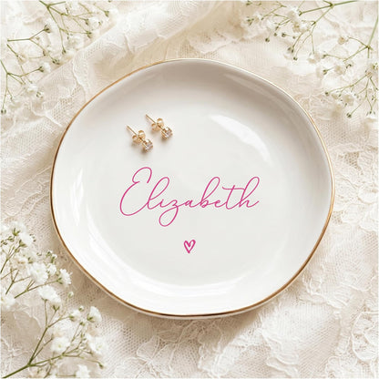 Personalized Ring Dish with Name, Custom Jewelry Tray Gift for Women, Bridesmaids, Mom, Grandma, or Best Friends