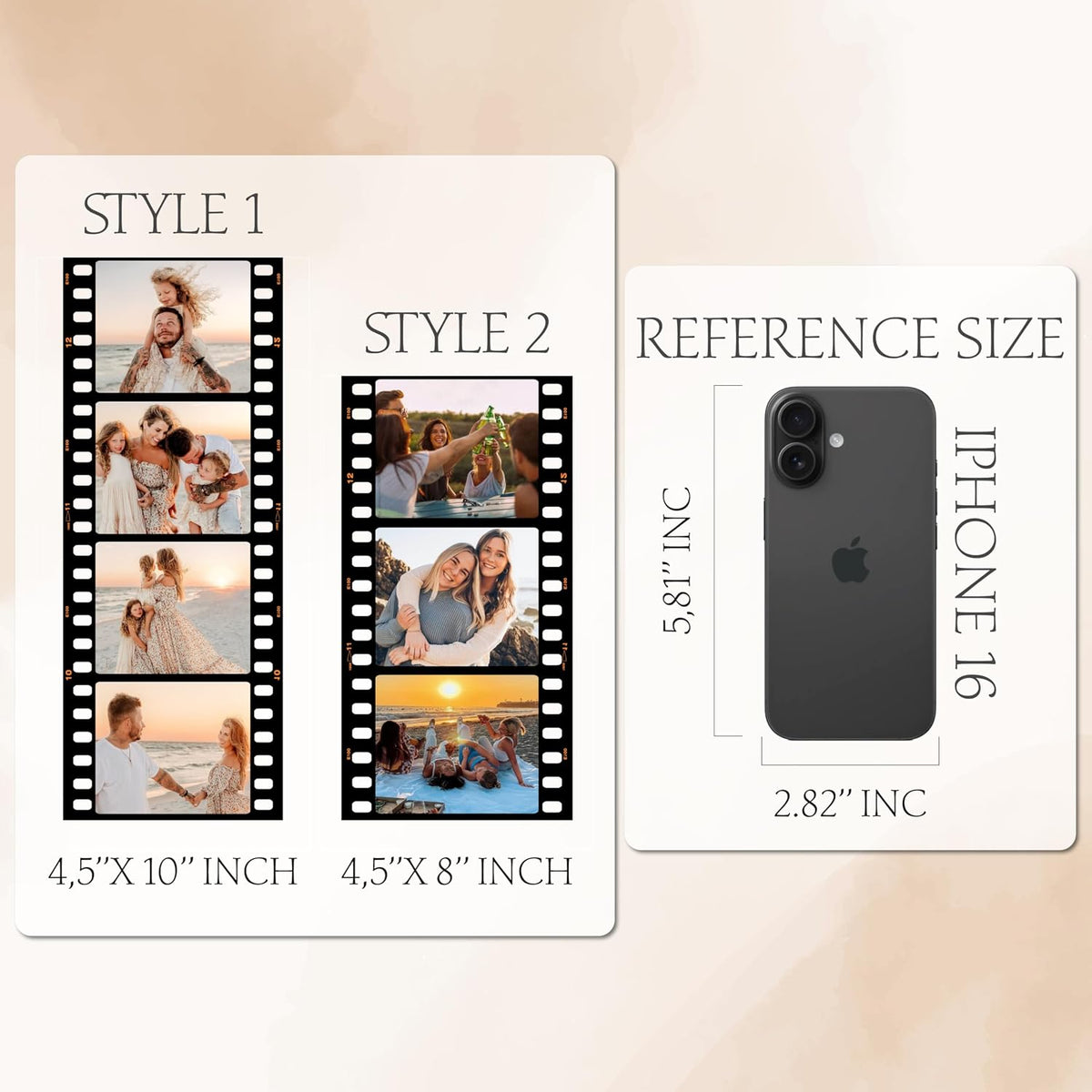 Zexpa Apparel Custom Photo Film Strip Acrylic Plaque - Personalized Picture Display Camera Roll Sign for Mother, Couples - Unique Keepsake Gift for Mothers Day, Christmas, Valentines Day, Birthday
