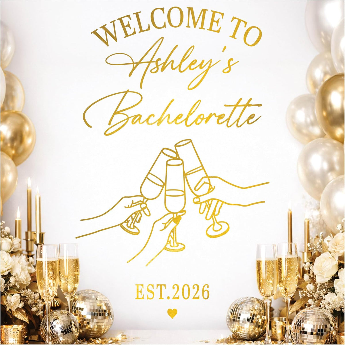 Personalized Welcome to Our Wedding Mirror Sign Decal DIY - Customized Bride and Groom Names - Lettering Elegant Happily Ever After Party Vinyl Sticker Wall Reception Decor