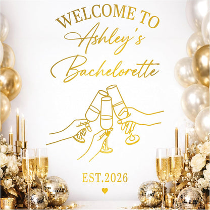 Personalized Welcome to Our Wedding Mirror Sign Decal DIY - Customized Bride and Groom Names - Lettering Elegant Happily Ever After Party Vinyl Sticker Wall Reception Decor