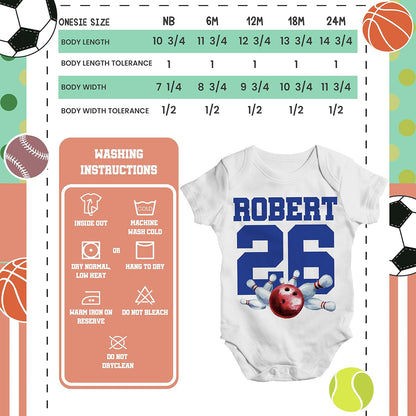 Personalized Sports Baby Onesie for Boys, Custom Baseball Bodysuit Gift