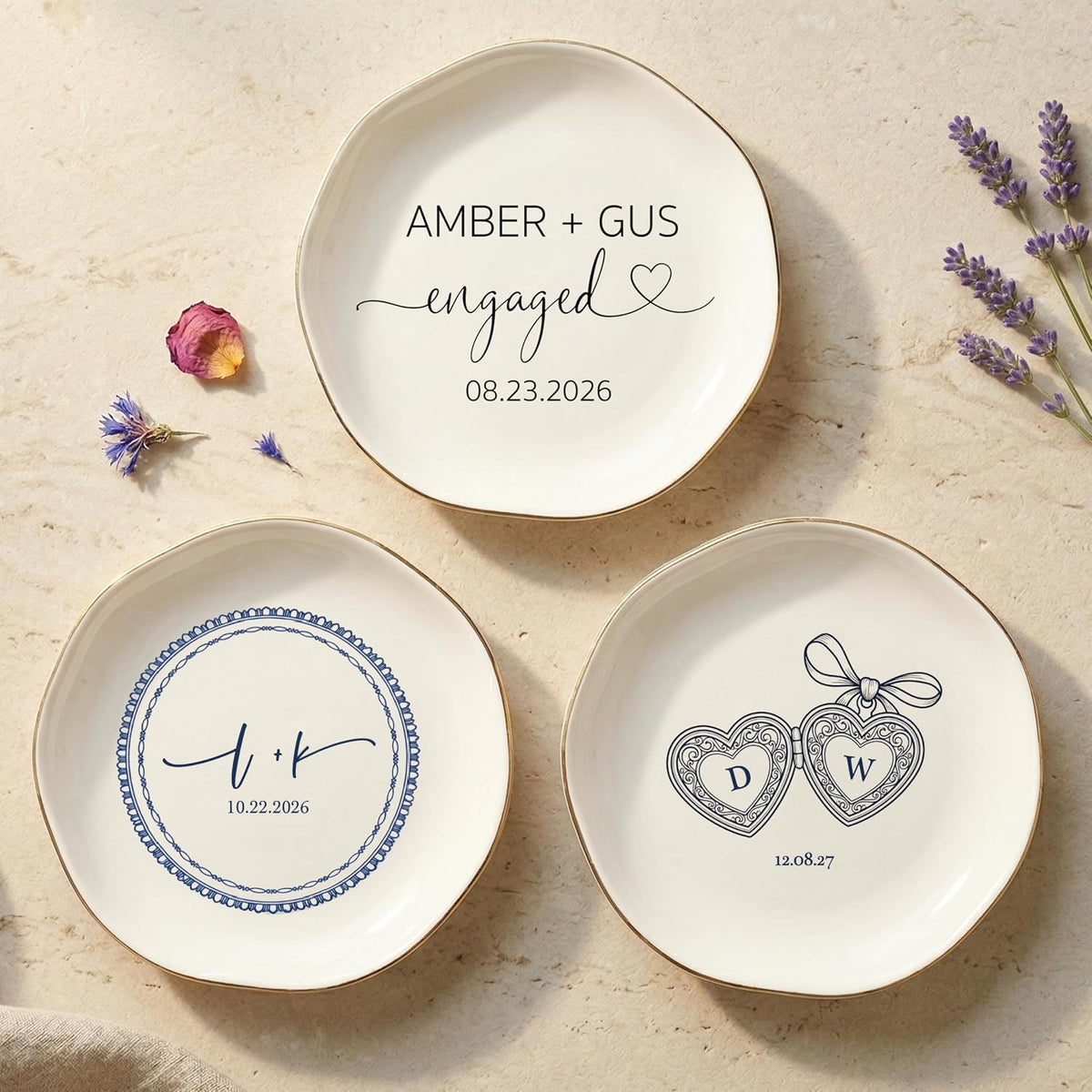 Personalized Ring Dish with Name, Custom Jewelry Tray Gift for Women, Bridesmaids, Mom, Grandma, or Best Friends