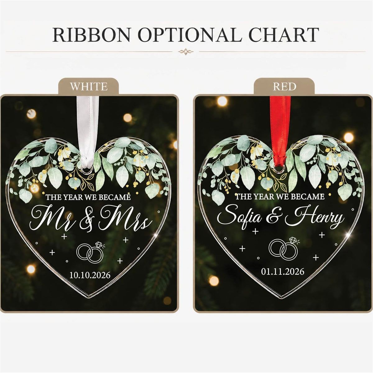 Personalized Wedding Gift, Mr and Mrs Christmas Ornament, Couples Keepsake