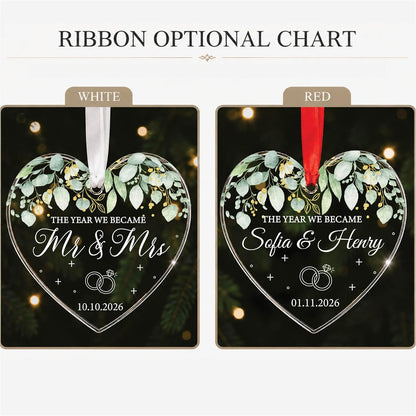 Personalized Wedding Gift, Mr and Mrs Christmas Ornament, Couples Keepsake