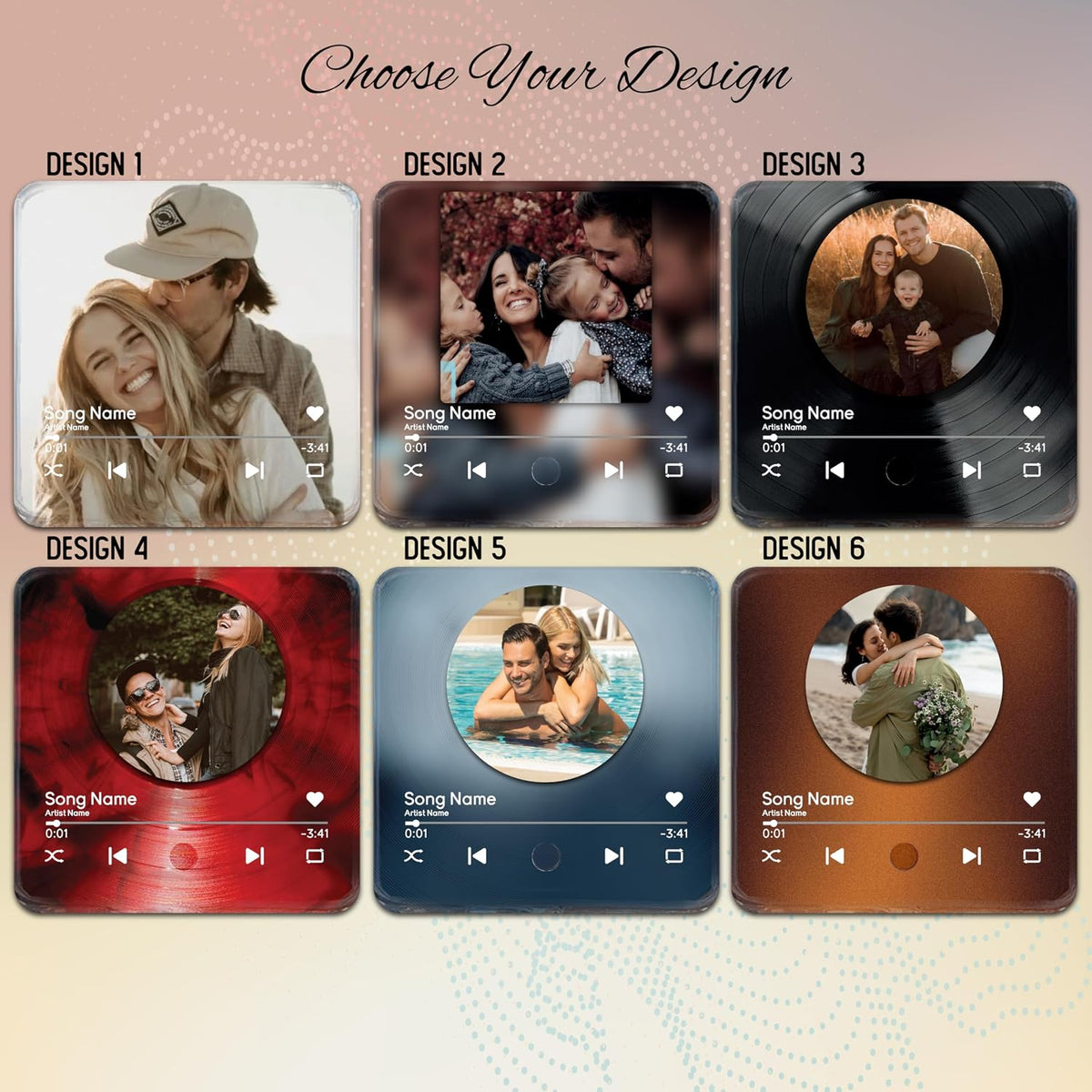 Custom Music Player Magnet for Fridge - Acrylic Music Plaque with Personalized Photo and Song - Unique Gift for Birthdays, Christmas or Valentine’s Day - USB Rechargeable
