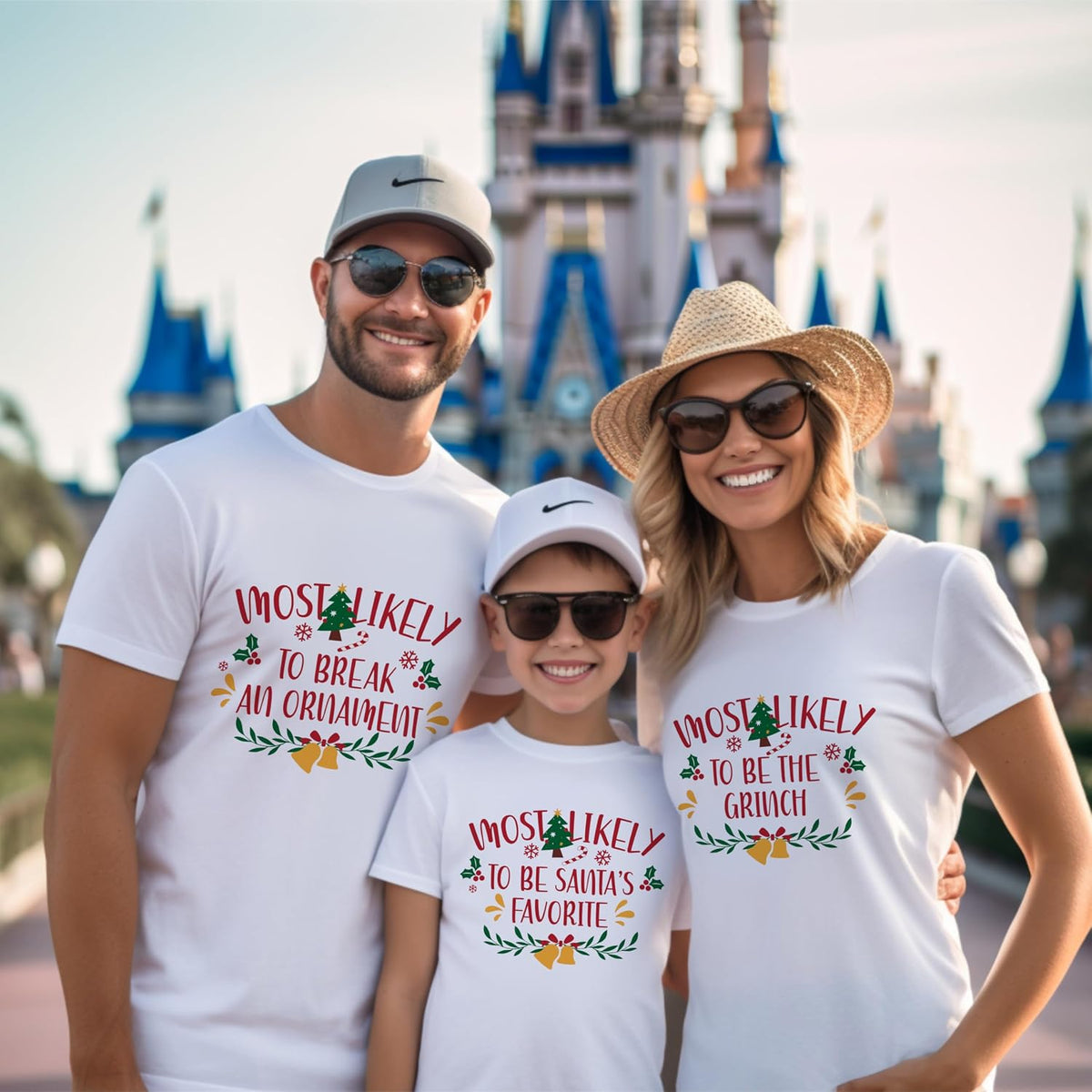 Funny Christmas Family Matching Shirts, Custom Xmas Most Likely to T-Shirts for Gifts, Personalized Tee for Men, Women, Kids and Baby's Set Multicolor