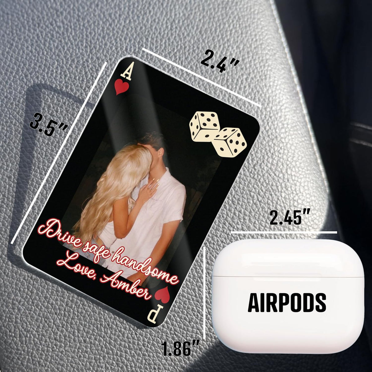 Personalized Car Visor Photo Clip – Custom Acrylic Picture Holder with Text, Gift for Dad, Mom, Husband, Wife, or Girlfriend