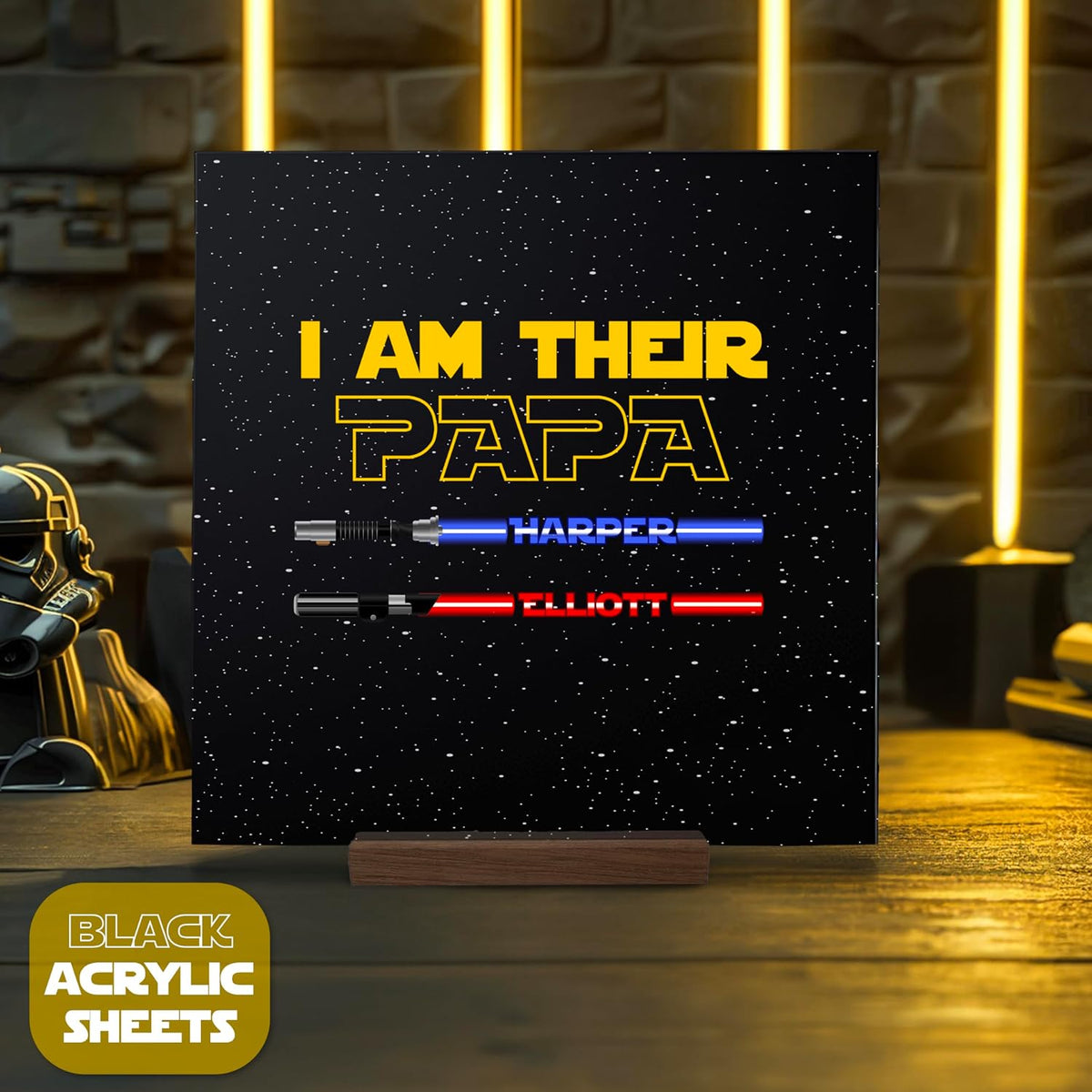 Personalized I Am Their Father Lightsaber Sign with Names, Custom Dad Gift
