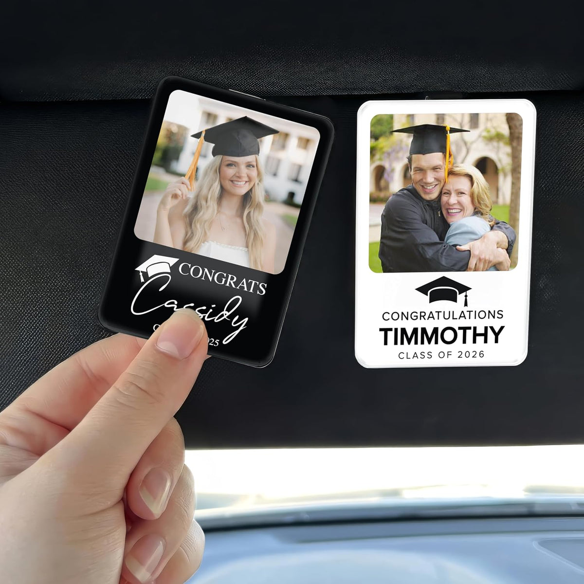 Personalized Car Visor Photo Clip – Custom Acrylic Picture Holder with Text, Gift for Dad, Mom, Husband, Wife, or Girlfriend